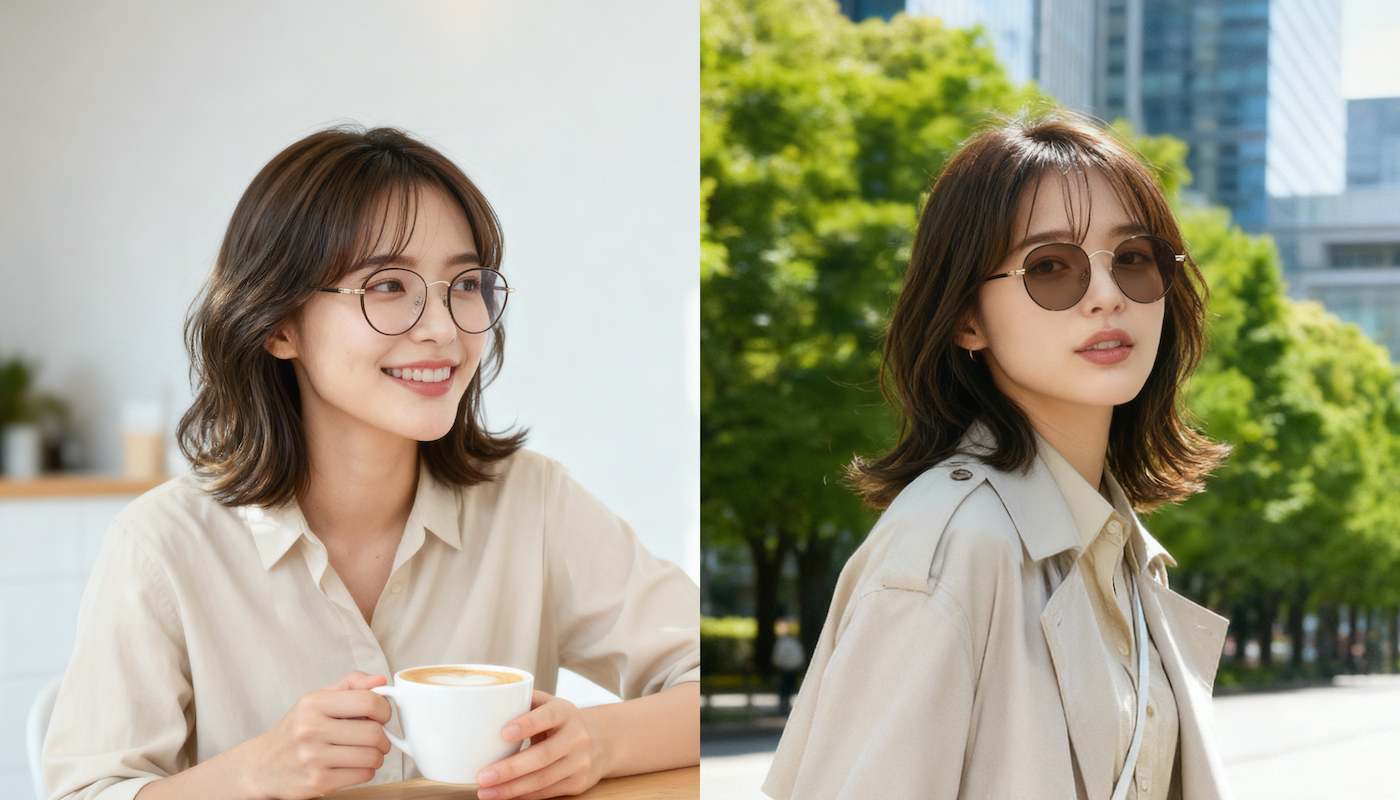 調光レンズ着用例