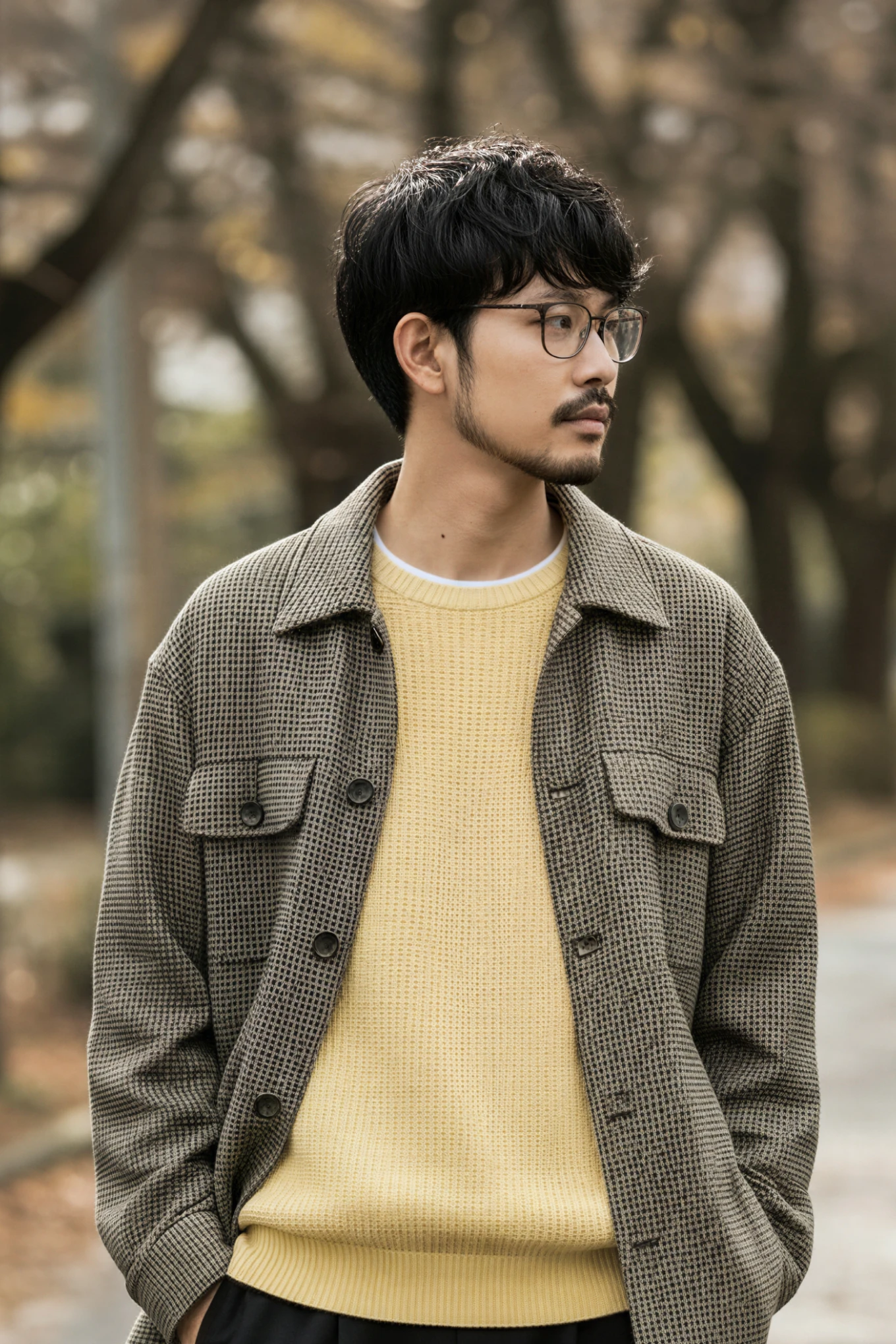 シンプルスクエアメガネ & Butter Yellow Styling