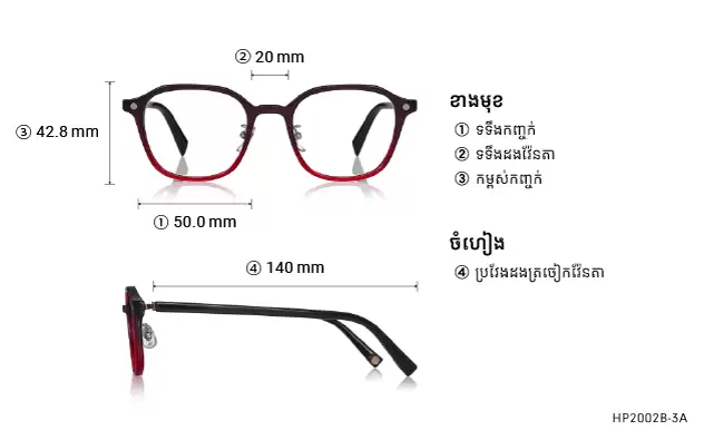 Eyeglasses HARRY POTTER × OWNDAYS HP2002B-3A Dark Red Halftone