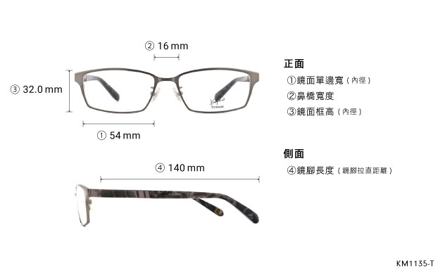 Eyeglasses K.moriyama KM1135-T  Gun 