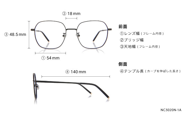 Eyeglasses +NICHE NC3020N-1A  マットブラック 