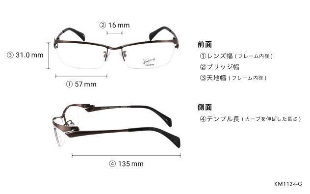 Eyeglasses K.moriyama KM1124-G  マットガン 