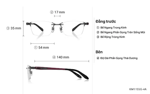 Eyeglasses K.moriyama KM1155G-4A  Dark Brown 